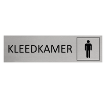 Zilver aluminium deurbordje Kleedkamer met man icoon