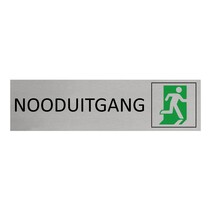 Zilver aluminium deurbordje nooduitgang