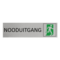 Zilver aluminium deurbordje nooduitgang