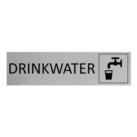Aluminium deurbordje drinkwater 165 x 45 mm - per 1 stuk