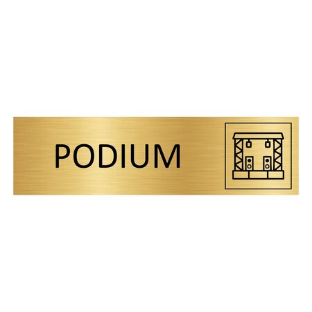 Goud aluminium deurbordje Podium 165 x 45 mm - per 1 stuk