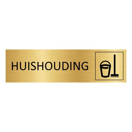 Goud aluminium deurbordje Huishouding 165 x 45 mm - per 1 stuk