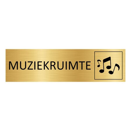 Goud aluminium deurbordje Muziekruimte 165 x 45 mm - per 1 stuk