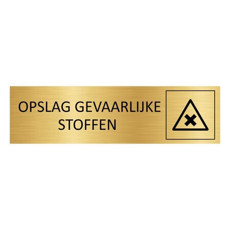 Goud aluminium deurbordje Opslag gevaarlijke stoffen 165 x 45 mm - per 1 stuk