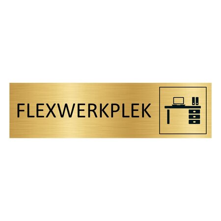 Goud aluminium deurbordje Flexwerkplek 165 x 45 mm - per 1 stuk