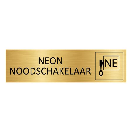 Goud aluminium deurbordje Neon noodschakelaar 165 x 45 mm - per 1 stuk