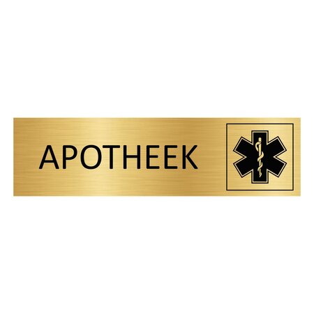 Goud aluminium deurbordje Apotheek 165 x 45 mm - per 1 stuk