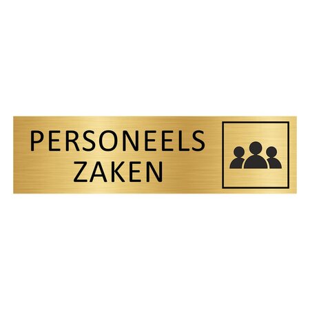 Goud aluminium deurbordje Personeelszaken 165 x 45 mm - per 1 stuk