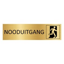 Goud aluminium deurbordje Nooduitgang nieuw met poppetje