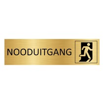 Goud aluminium deurbordje Nooduitgang nieuw met poppetje