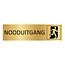 Goud aluminium deurbordje Nooduitgang nieuw met poppetje 165 x 45 mm - per 1 stuk