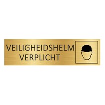 Goud aluminium deurbordje Veiligheidshelm verplicht
