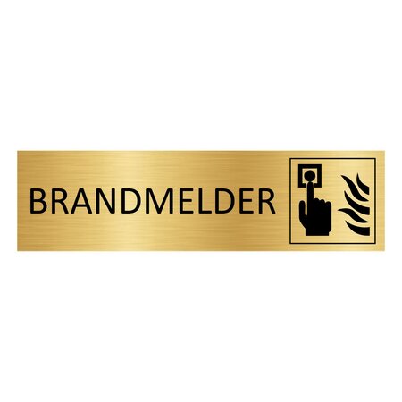 Goud aluminium deurbordje Brandmelder 165 x 45 mm - per 1 stuk