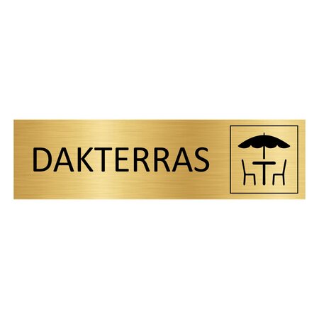 Goud aluminium deurbordje Dakterras 165 x 45 mm - per 1 stuk