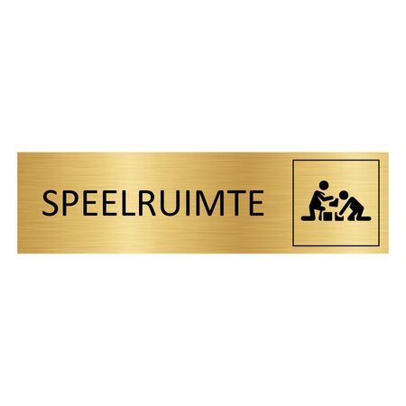 Goud aluminium deurbordje Speelruimte 165 x 45 mm - per 1 stuk