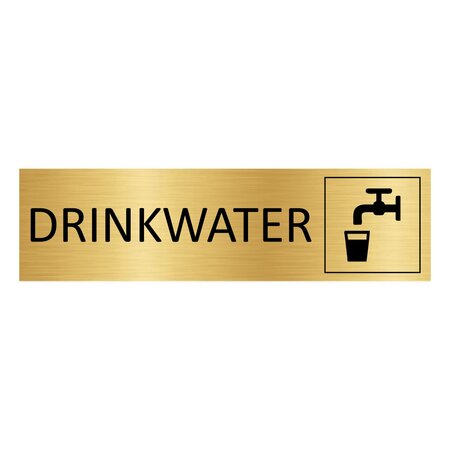Goud aluminium deurbordje Drinkwater 165 x 45 mm - per 1 stuk