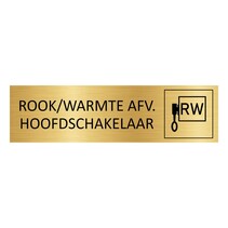 Goud aluminium deurbordje Rook/warmte afvoer hoofdschakelaar