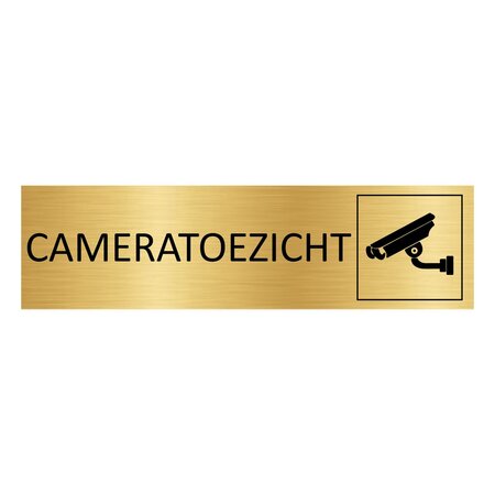 Goud aluminium deurbordje Cameratoezicht 165 x 45 mm - per 1 stuk