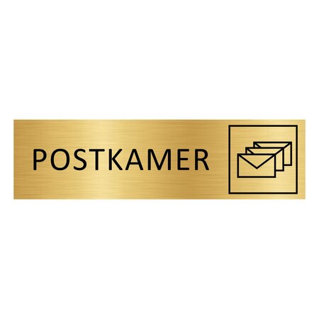 Goud aluminium deurbordje Postkamer 165 x 45 mm - per 1 stuk