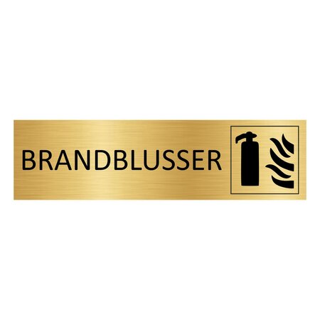 Goud aluminium deurbordje Brandblusser 165 x 45 mm - per 1 stuk