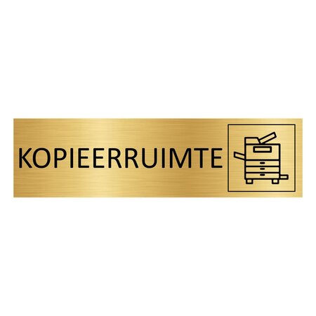 Goud aluminium deurbordje Kopieerruimte 165 x 45 mm - per 1 stuk