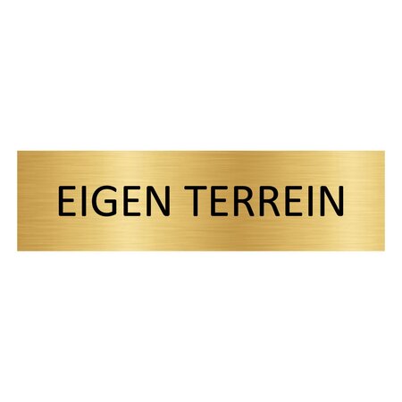 Goud aluminium deurbordje Eigen terrein 165 x 45 mm - per 1 stuk