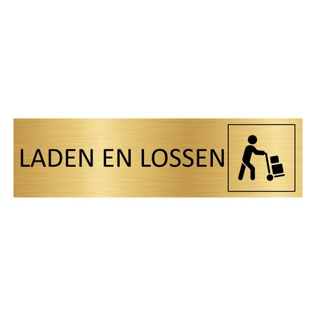 Goud aluminium deurbordje Laden en lossen 165 x 45 mm - per 1 stuk