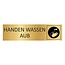 Goud aluminium deurbordje Handen wassen a.u.b. 165 x 45 mm - per 1 stuk