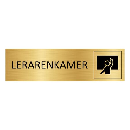 Goud aluminium deurbordje Lerarenkamer 165 x 45 mm - per 1 stuk