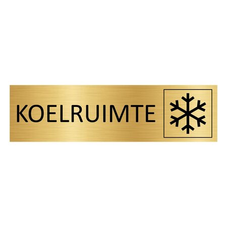 Goud aluminium deurbordje Koelruimte 165 x 45 mm - per 1 stuk