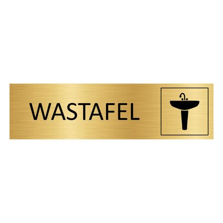 Goud aluminium deurbordje Wastafel 165 x 45 mm - per 1 stuk