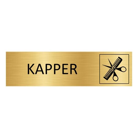Goud aluminium deurbordje Kapper 165 x 45 mm - per 1 stuk