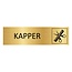 Goud aluminium deurbordje Kapper 165 x 45 mm - per 1 stuk