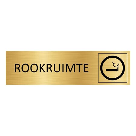 Goud aluminium deurbordje Rookruimte 165 x 45 mm - per 1 stuk