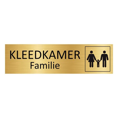 Goud aluminium deurbordje Familie kleedkamer 165 x 45 mm - per 1 stuk