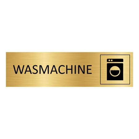 Goud aluminium deurbordje Wasmachine 165 x 45 mm - per 1 stuk