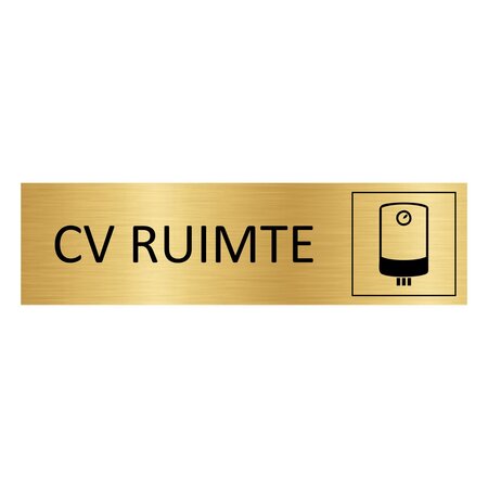 Goud aluminium deurbordje CV ruimte 165 x 45 mm - per 1 stuk