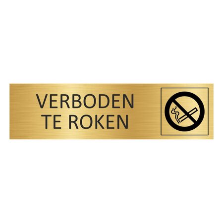 Goud aluminium deurbordje Verboden te roken 165 x 45 mm - per 1 stuk
