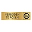 Goud aluminium deurbordje Verboden te roken 165 x 45 mm - per 1 stuk