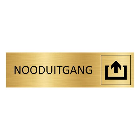 Goud aluminium deurbordje Nooduitgang 165 x 45 mm - per 1 stuk