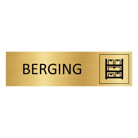 Goud aluminium deurbordje Berging 165 x 45 mm - per 1 stuk