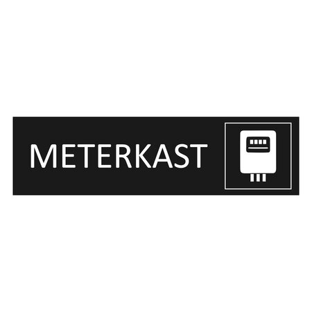 Zwart aluminium deurbordje Meterkast 165 x 45 mm - per 1 stuk