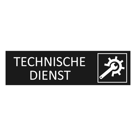 Zwart aluminium deurbordje Technische dienst 165 x 45 mm - per 1 stuk