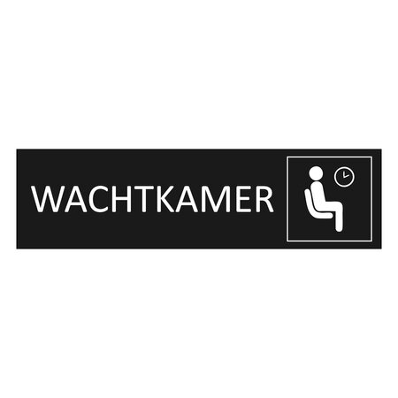 Zwart aluminium deurbordje Wachtkamer 165 x 45 mm - per 1 stuk