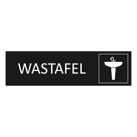 Zwart aluminium deurbordje Wastafel 165 x 45 mm - per 1 stuk