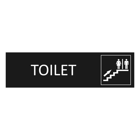 Zwart aluminium deurbordje Toiletten boven 165 x 45 mm - per 1 stuk