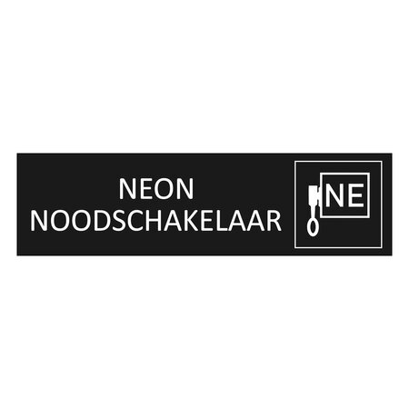 Zwart aluminium deurbordje Neon noodschakelaar 165 x 45 mm - per 1 stuk