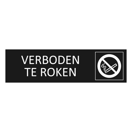 Zwart aluminium deurbordje Verboden te roken 165 x 45 mm - per 1 stuk