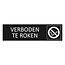Zwart aluminium deurbordje Verboden te roken 165 x 45 mm - per 1 stuk