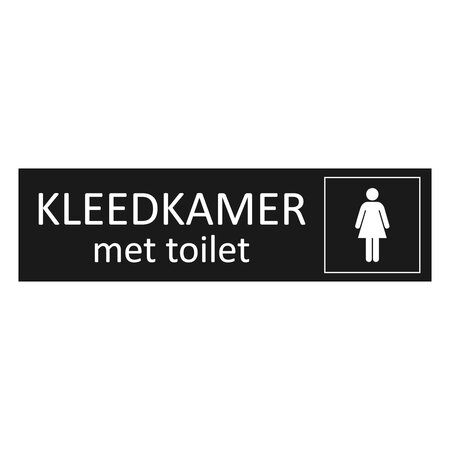 Zwart aluminium deurbordje Dames kleedkamer met toilet 165 x 45 mm - per 1 stuk